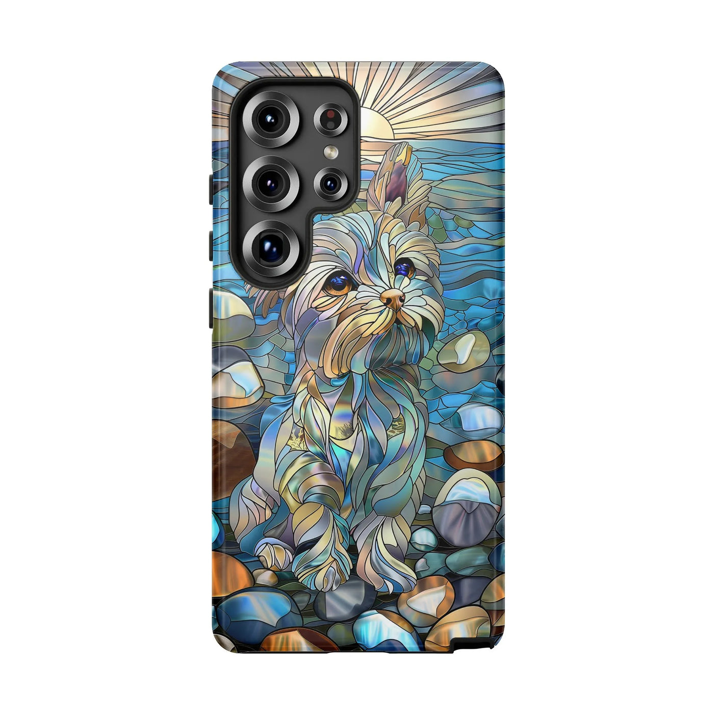 Yorkshire Terrier Phone Case | Stained Glass Mosaic Dog Art | Durable Dual-Layer Samsung Cover | Unique Gift for Yorkie Dog L