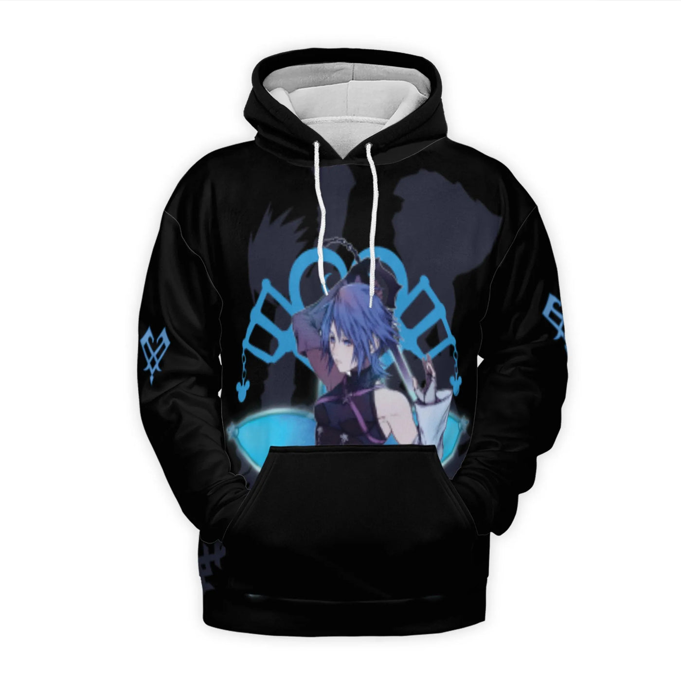 Kingdom Hearts Aqua 3D Hoodie | Anime Character Graphic Sweatshirt | Premium Polyester Brushed Fleece | Gift for Gamers and F