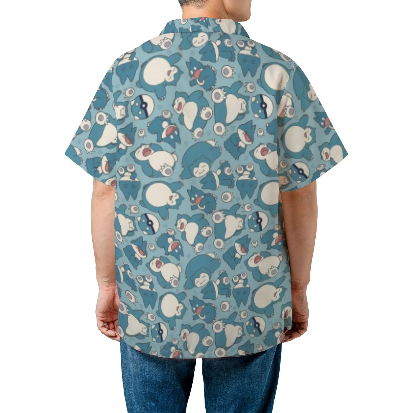 Sleeping Monster Hawaiian Shirt | Cute Blue Anime Print | Lightweight Woven Polyester | Perfect Gift For Gaming Fans
