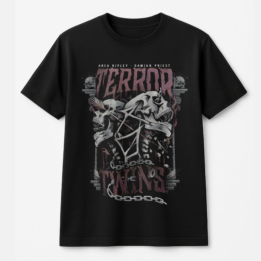 Terror Twins T-Shirt | Rhea Ripley Damian Priest Graphic Design | Premium Cotton Wrestling Apparel | Fan Gift for Wrestling L