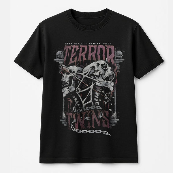 Terror Twins T-Shirt | Rhea Ripley Damian Priest Graphic Design | Premium Cotton Wrestling Apparel | Fan Gift for Wrestling L