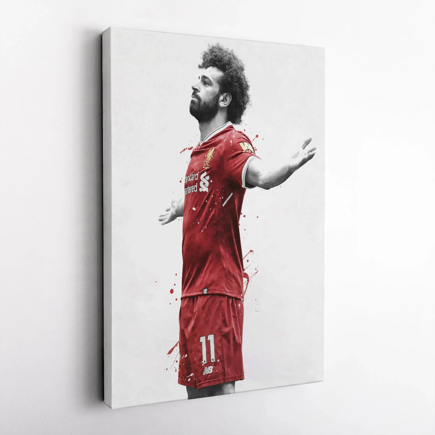 Mohamed Salah Wall Art | Liverpool FC Soccer Player Splatter Design | Premium Gallery-Wrapped Canvas | Iconic Sports Gift for