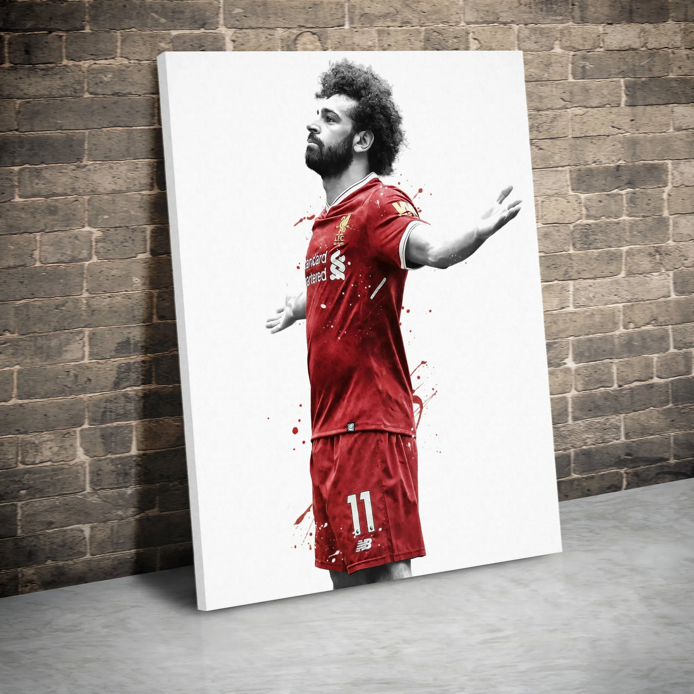 Mohamed Salah Wall Art | Liverpool FC Soccer Player Splatter Design | Premium Gallery-Wrapped Canvas | Iconic Sports Gift for