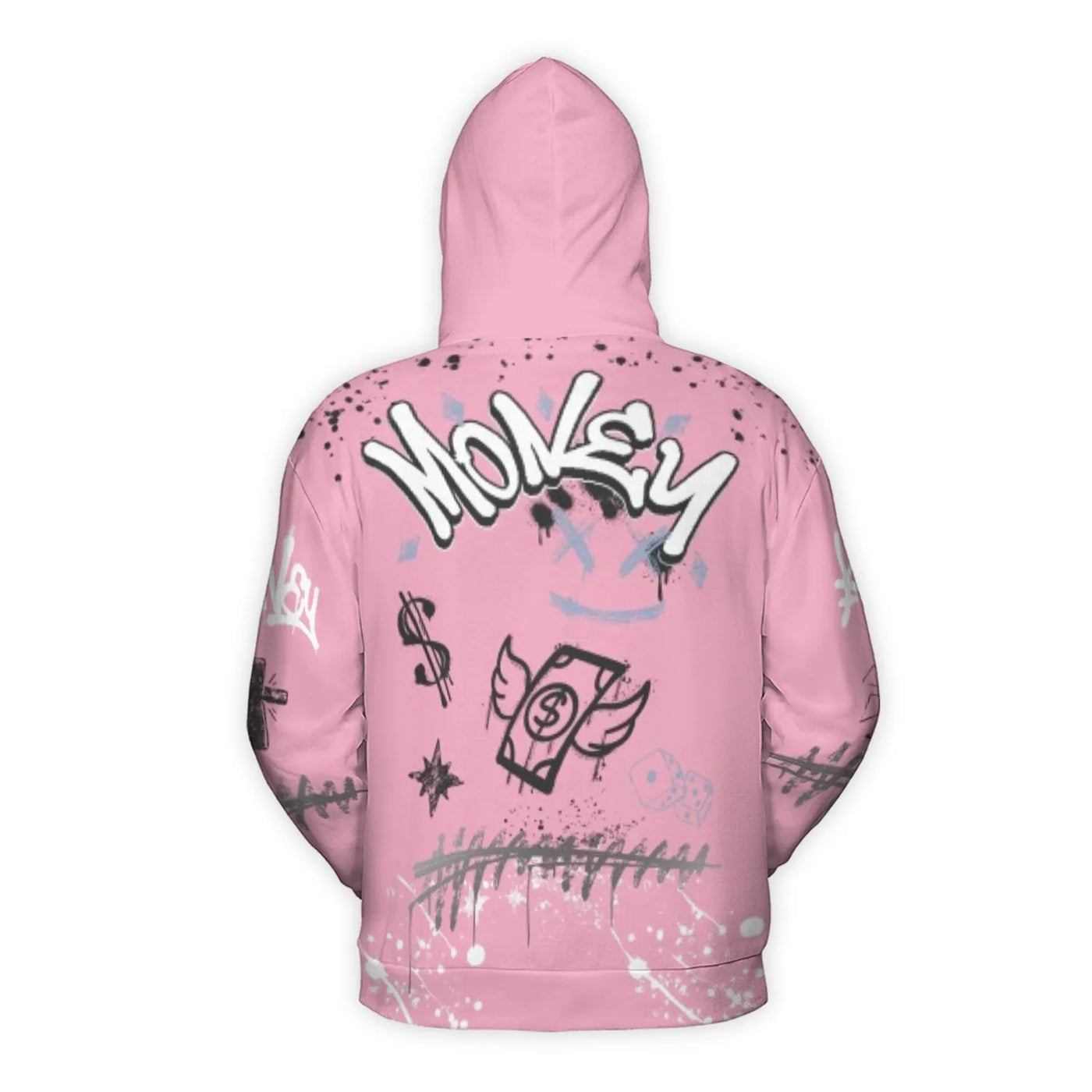 Paid In Full Graffiti Hoodie | Pink Streetwear Graphic Print | Premium Polyester Fleece | Unisex Casual Urban Sweatshirt Gift