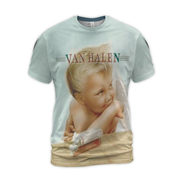 Van Halen 1984 Album Cover 3D T-Shirt | Smoking Angel Graphic Print | Premium Soft Polyester Blend | Vintage Rock Band Music 