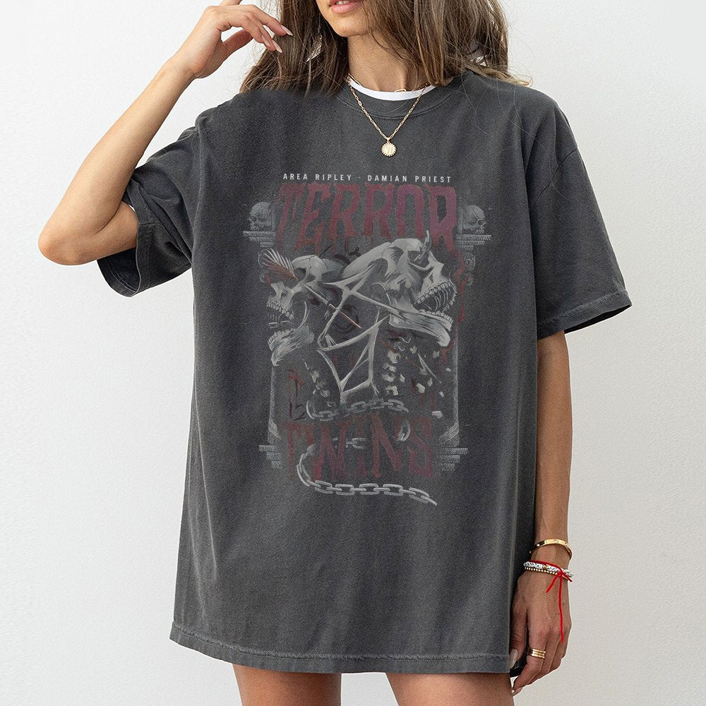 Terror Twins T-Shirt | Rhea Ripley Damian Priest Graphic Design | Premium Cotton Wrestling Apparel | Fan Gift for Wrestling L