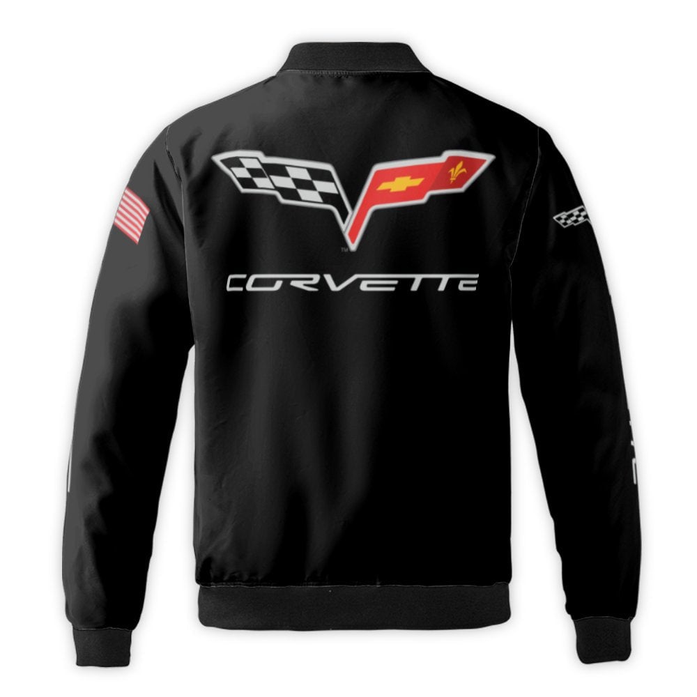 Corvette Bomber Jacket | Iconic Logo Sports Car Graphic | Durable Nylon Streetwear | Gift For Chevy Enthusiasts