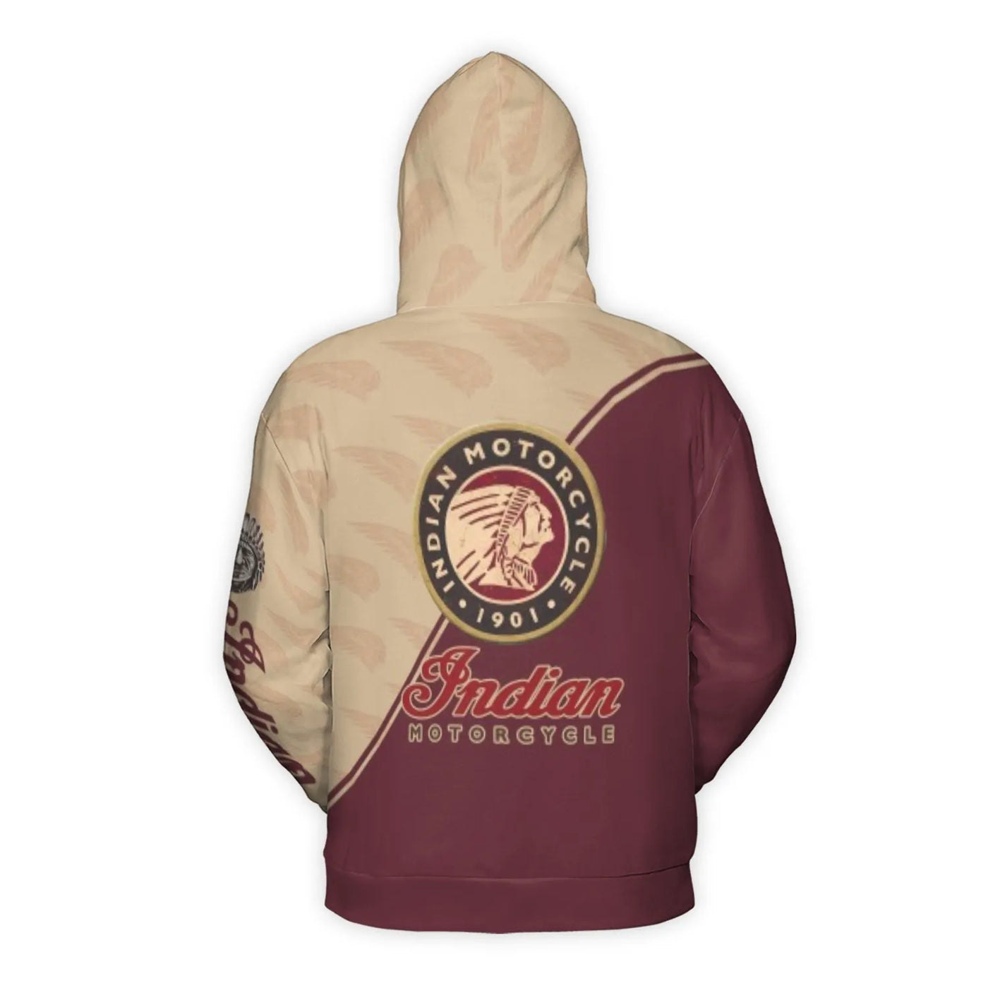 Indian Motorcycle Hoodie | Classic 1901 Headdress Logo Print | Premium All-Over 3D Brushed Fleece | Biker Gift for Men and Wo