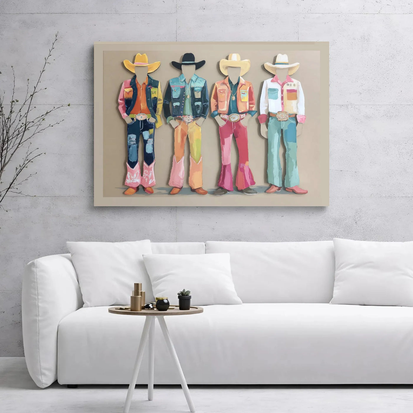 Colorful Western Cowboy Canvas Art | Modern Abstract Rodeo Print | Premium Gallery Wrapped 1.25" Frame | Southwestern Decor f