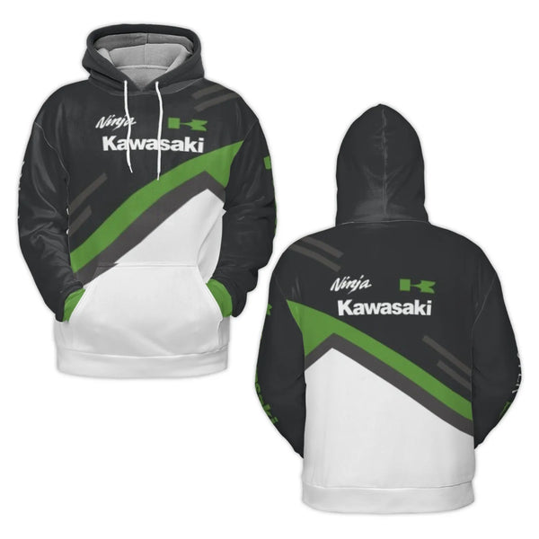 Kawasaki Ninja 3D Hoodie | Graphic Motorcycle Racing Pullover | Premium All-Over Print Polyester | Motorsport Gift for Bikers