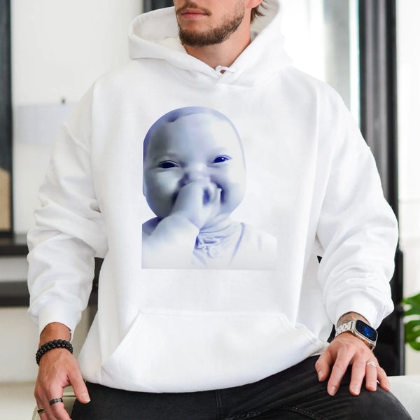 Funny Laughing Baby Meme Hoodie | Y2K Aesthetic Graphic Pullover | Premium Cotton Blend Sweatshirt | Trendy Streetwear Gift f