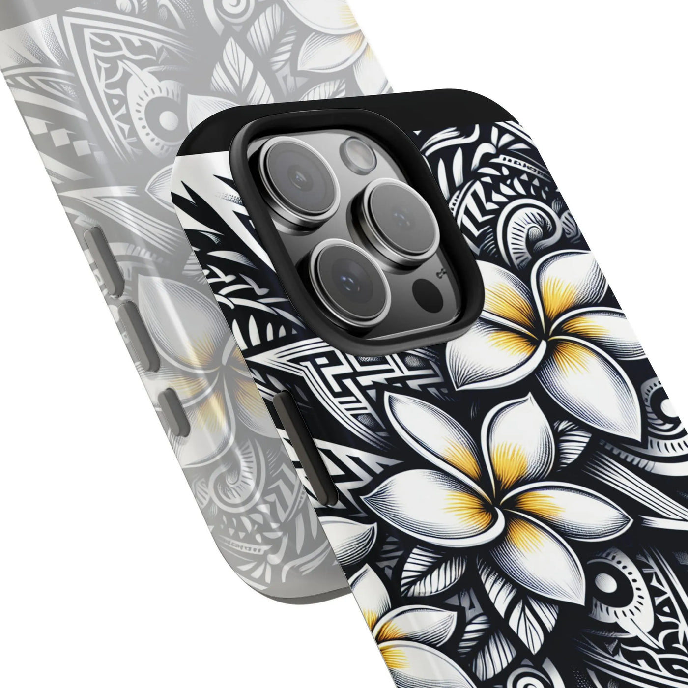 Polynesian Tribal Phone Case | Plumeria Flower Art Pattern | Dual-Layer Polycarbonate Protection | Premium Gift for Hawaii Lo