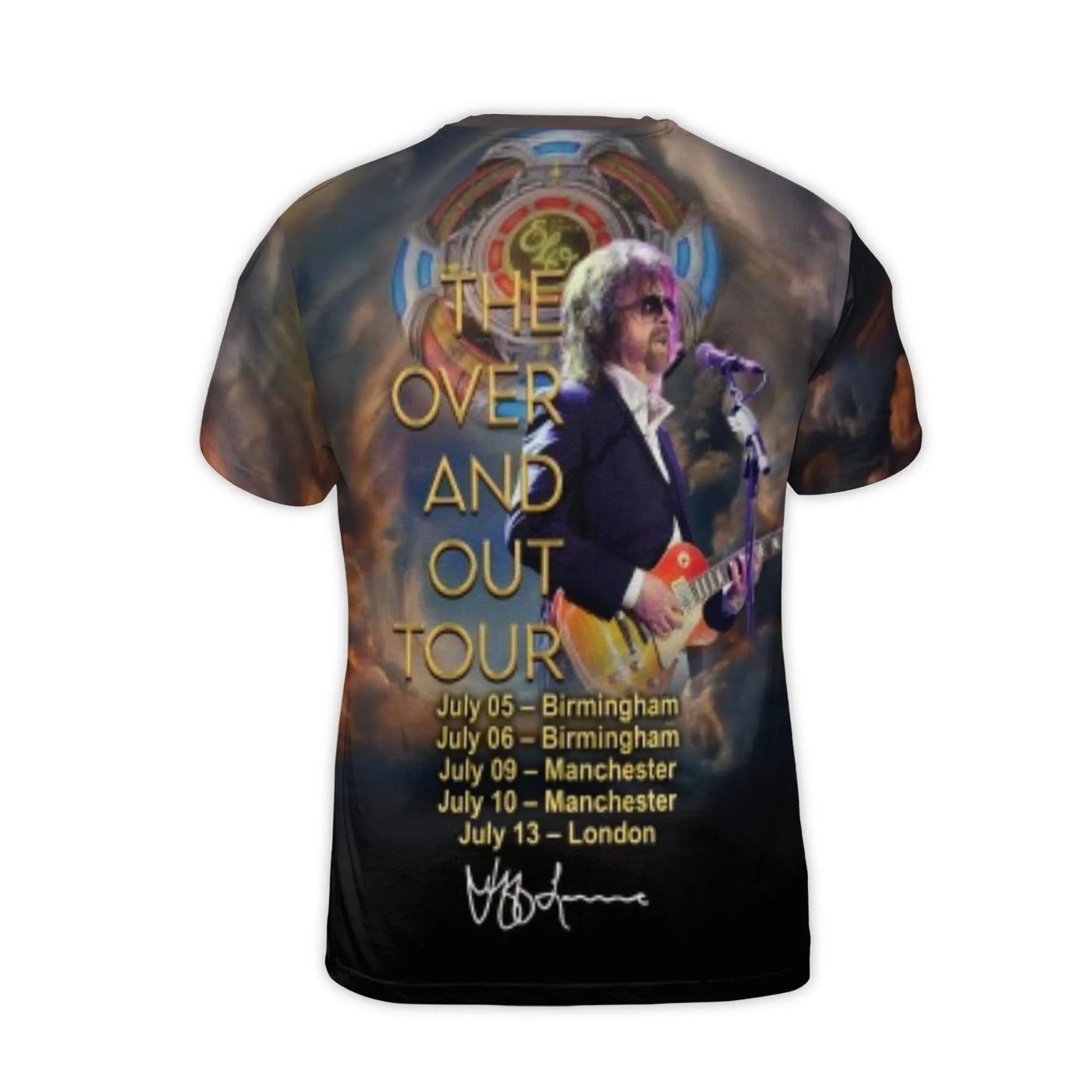 Jeff Lynne's ELO 3D T-Shirt | The Over And Out Tour Graphic Tee | Premium Polyester Jersey | Concert Fan Gift Apparel