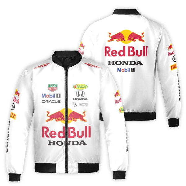 F1 Racing Bomber Jacket | Red Bull Honda Team Apparel | Durable Nylon Streetwear | Unisex Motorsport Fan Gift
