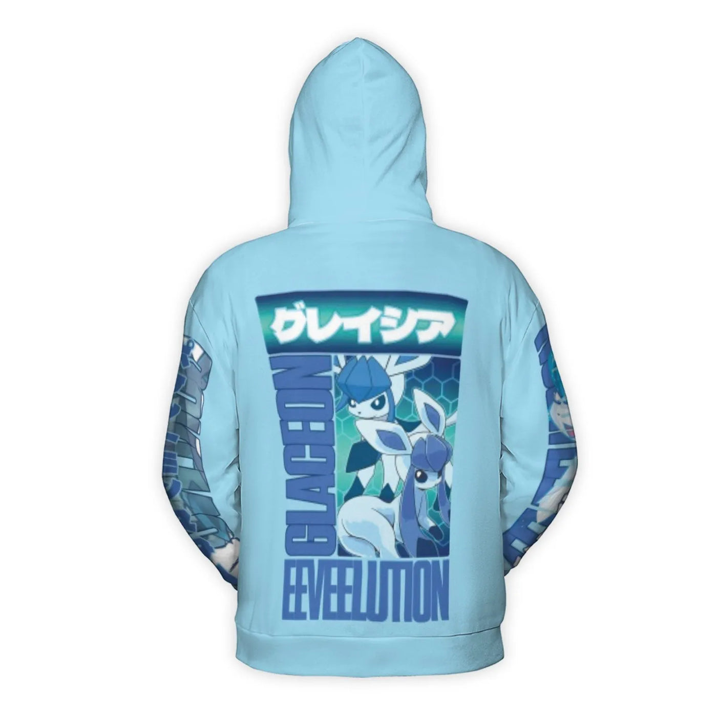 Ice Type Eeveelution Hoodie | Glaceon Graphic 3D Pullover | Premium Polyester Fleece | Unisex Anime Fan Gift