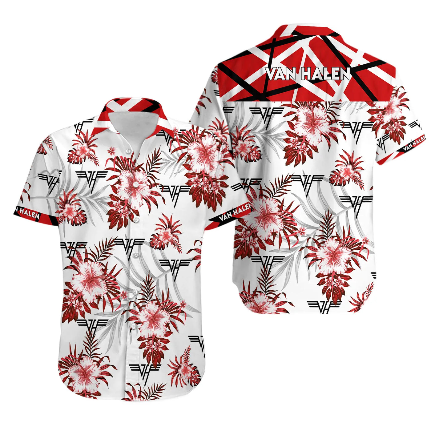 Rock Band Hawaiian Shirt | Iconic Guitar Pattern Print | Lightweight Breathable Fabric | Vintage Summer Gift for Music Fans
