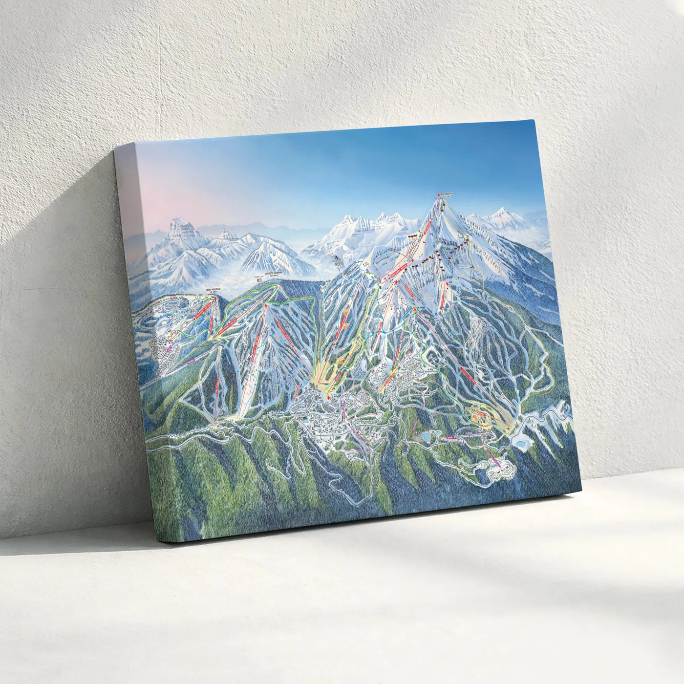 Big Sky Montana Ski Resort Map | Lone Mountain Trail Guide Wall Art | Premium Gallery Wrapped Canvas | Gift for Skiers and Mo