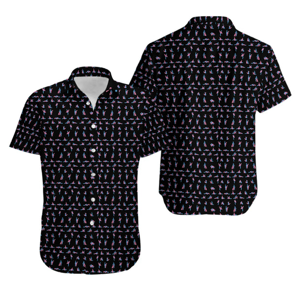 Stick Figure Print Hawaiian Shirt | Fun Pattern Camp Collar | Lightweight Summer Fabric | Unique Gag Gift For Adults