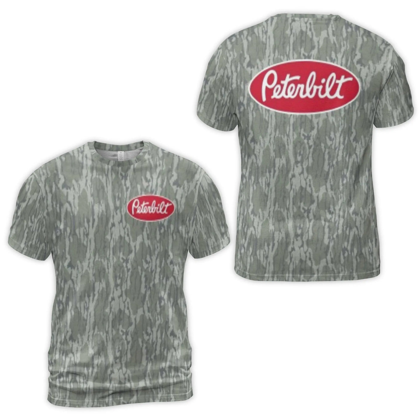 Peterbilt Logo T-Shirt | Camouflage All-Over 3D Print | Premium Polyester Blend | Trucker Enthusiast Gift for Men