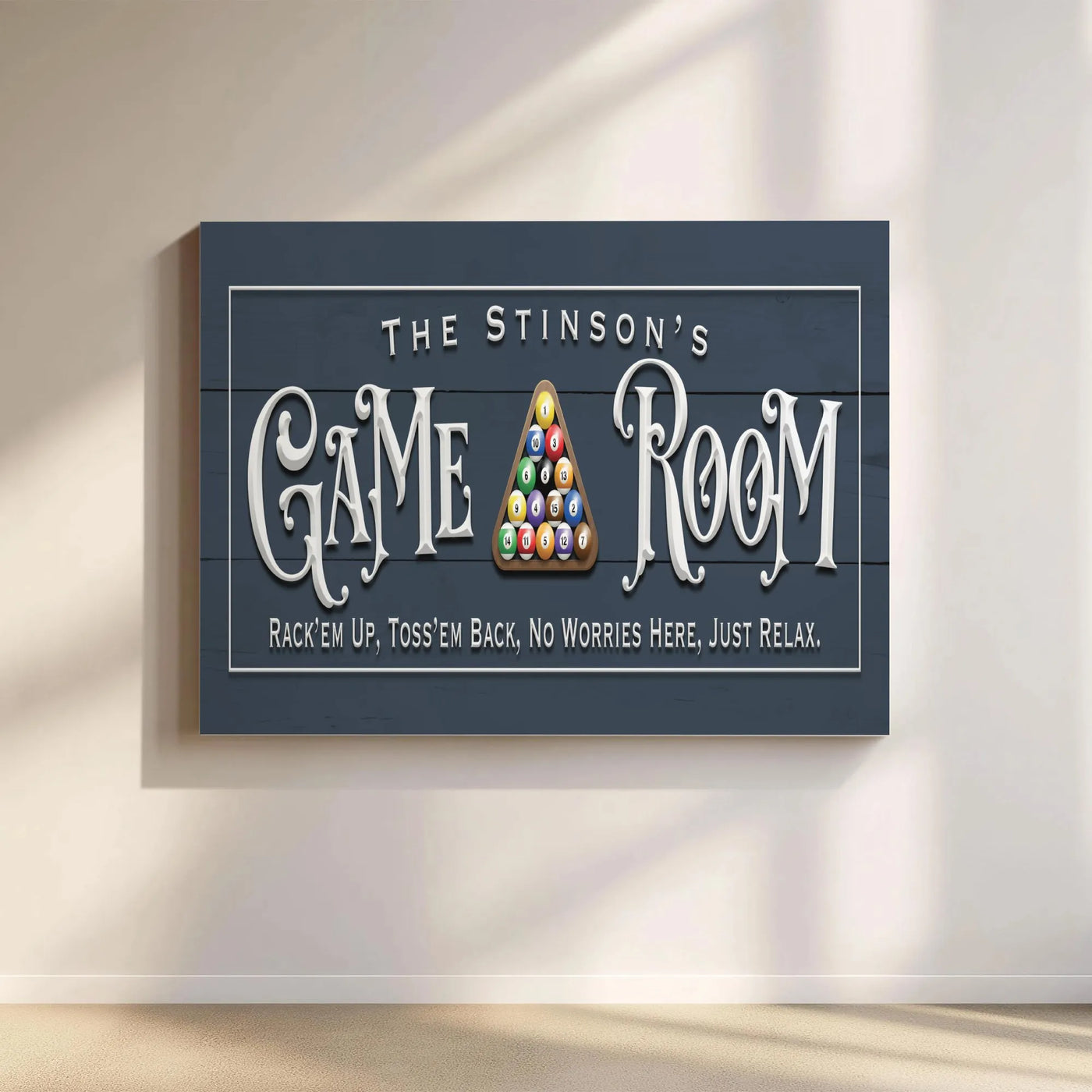 Personalized Game Room Canvas Sign | Billiards Pool Hall Wall Art | Premium Gallery Wrap Decor | Custom Man Cave Gift for Him