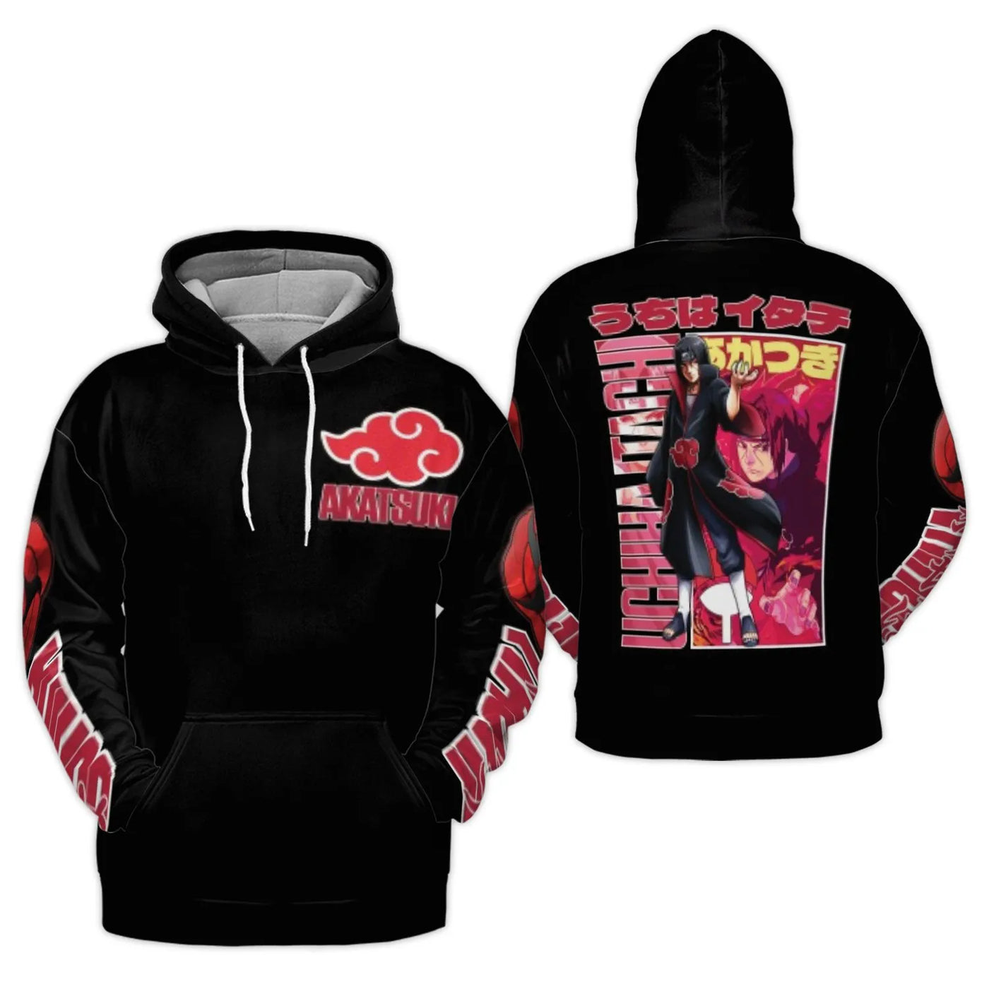 Itachi Uchiha Akatsuki 3D Hoodie | Anime Graphic Streetwear Sweatshirt | Premium Polyester Brushed Fleece | Gift for Naruto F