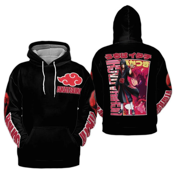 Itachi Uchiha Akatsuki 3D Hoodie | Anime Graphic Streetwear Sweatshirt | Premium Polyester Brushed Fleece | Gift for Naruto F