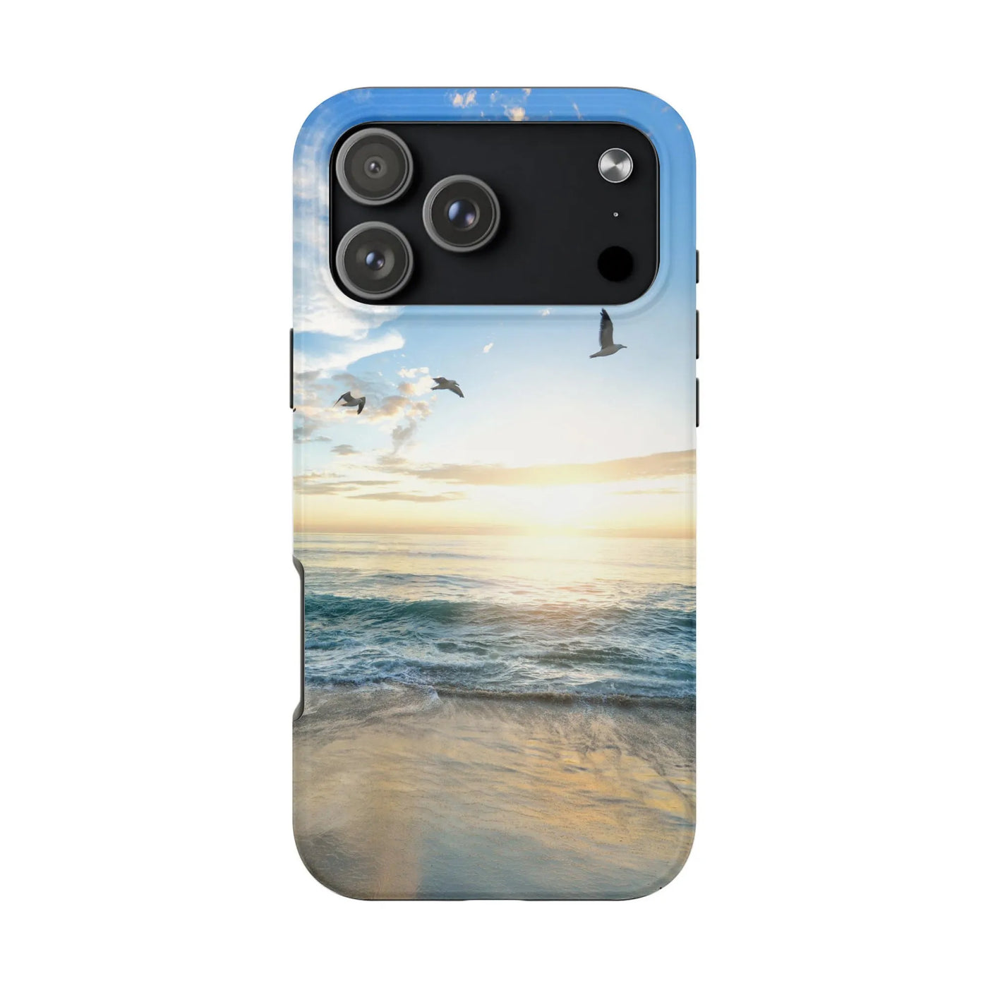 Ocean Sunset Phone Case | Scenic Seascape with Seagulls | Premium Dual-Layer Protective Cover | Gift for Beach Lovers