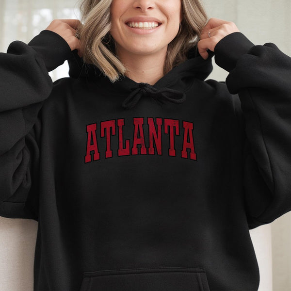Atlanta Hoodie | Vintage Varsity Distressed Lettering | Premium Cotton Blend Pullover | Unisex Streetwear Gift for City Lover