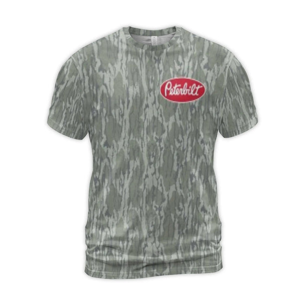 Peterbilt Logo T-Shirt | Camouflage All-Over 3D Print | Premium Polyester Blend | Trucker Enthusiast Gift for Men