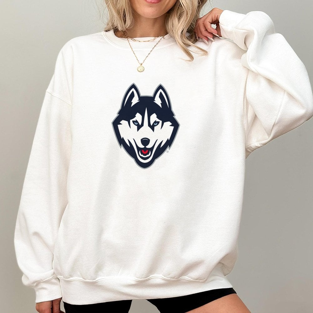 UConn Husky Sweatshirt | Collegiate Mascot Graphic Crewneck | Premium Cotton Blend | Fan Apparel Gift for Students and Alumni