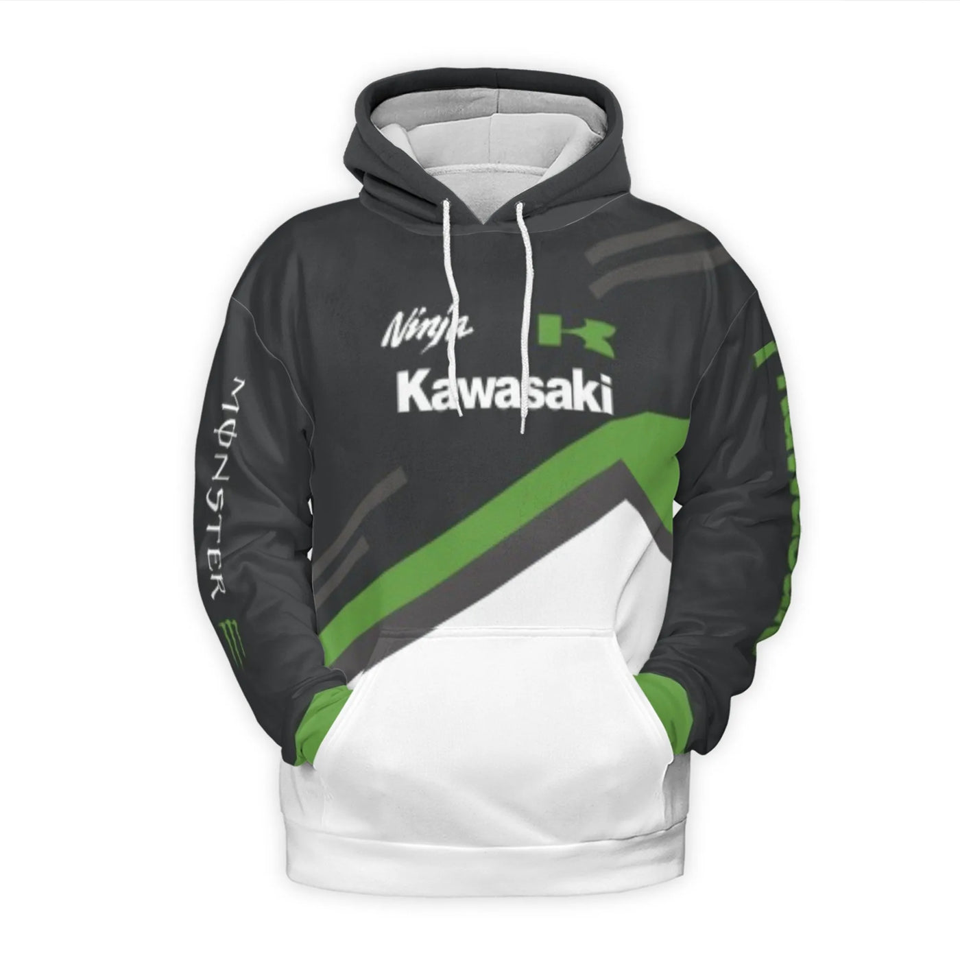 Kawasaki Ninja 3D Hoodie | Graphic Motorcycle Racing Pullover | Premium All-Over Print Polyester | Motorsport Gift for Bikers