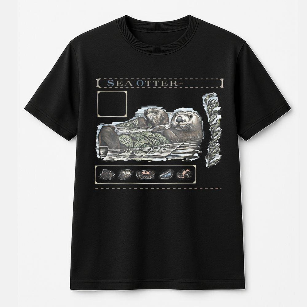 Sea Otter Graphic T-Shirt | Vintage Scientific Illustration Style | Premium 100% Cotton | Nature Lover Marine Biology Gift