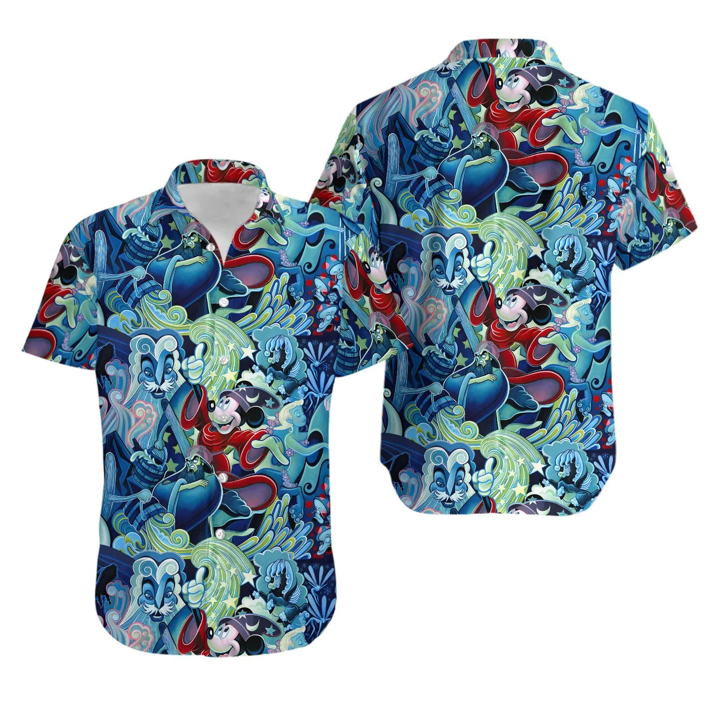 Wizard Mouse Fantasy Hawaiian Shirt | Magical Sorcerer Pattern | Premium Summer Aloha Wear | Gift for Movie Lovers