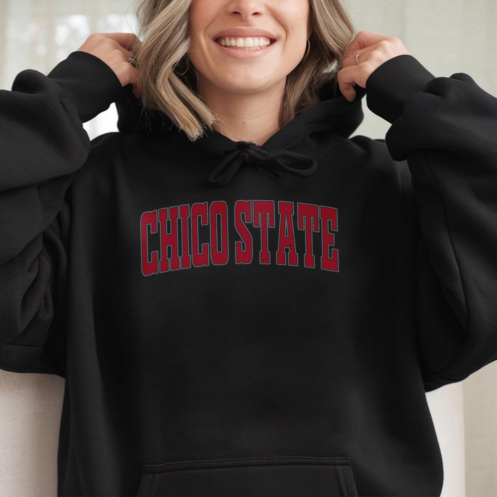 Chico State University Hoodie | Retro Arched Varsity Text Graphic | Premium Cotton Blend Fleece | Comfortable Gift for Studen