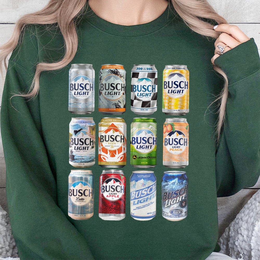 Busch Light Beer Can Graphic Sweatshirt | Retro Beer Logo Apparel | Soft Cotton-Poly Blend Crewneck | Gift for Beer Lovers & 
