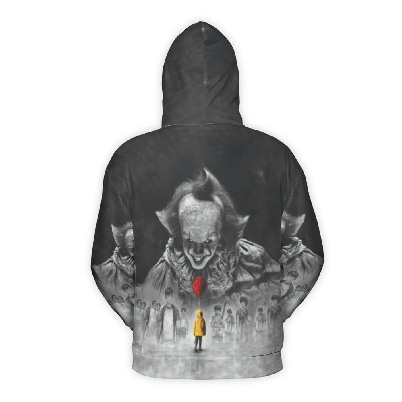 Horror Movie Clown Graphic Hoodie | Pennywise All-Over 3D Print | Premium Brushed Fleece Lining | Unisex Halloween Gift for H