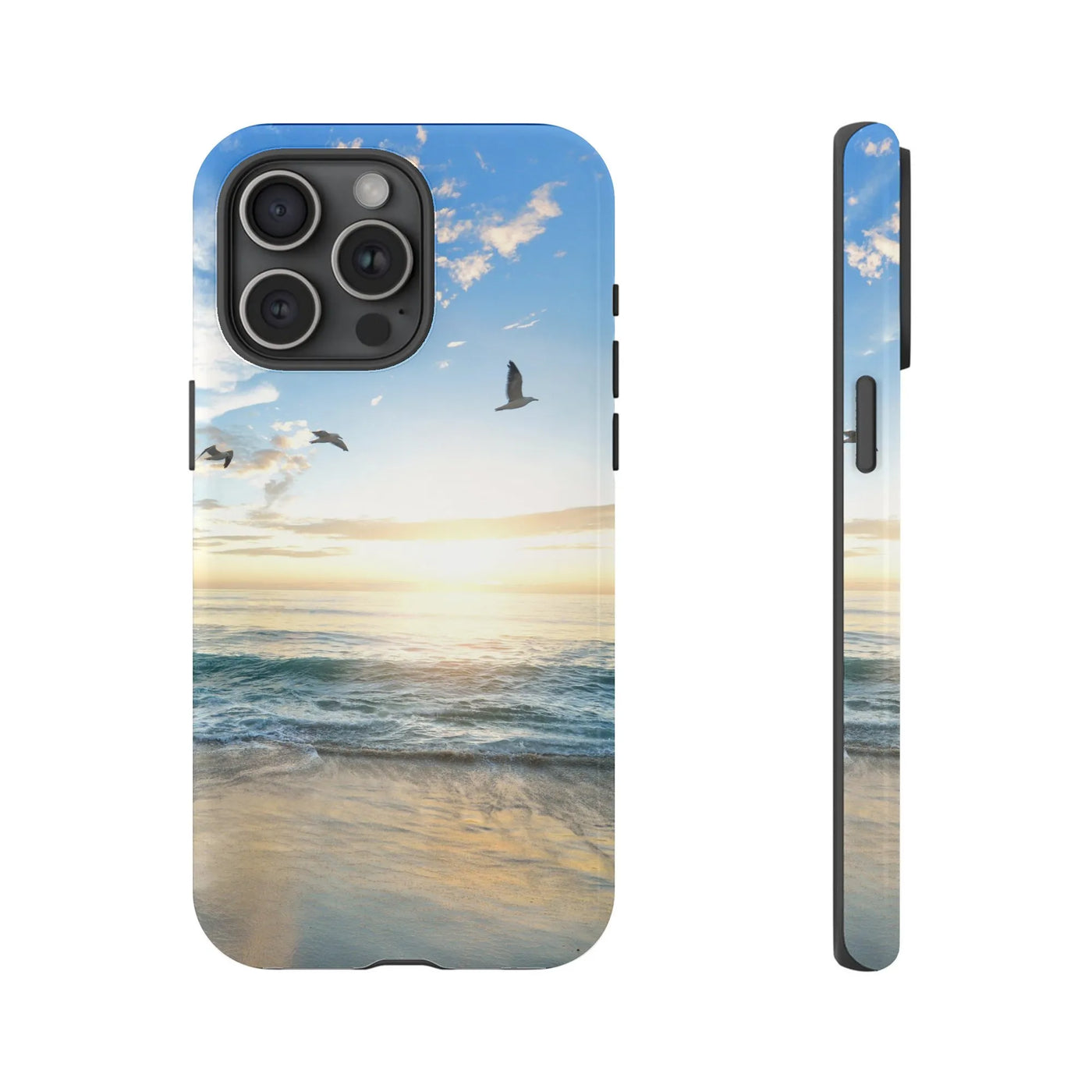 Ocean Sunset Phone Case | Scenic Seascape with Seagulls | Premium Dual-Layer Protective Cover | Gift for Beach Lovers
