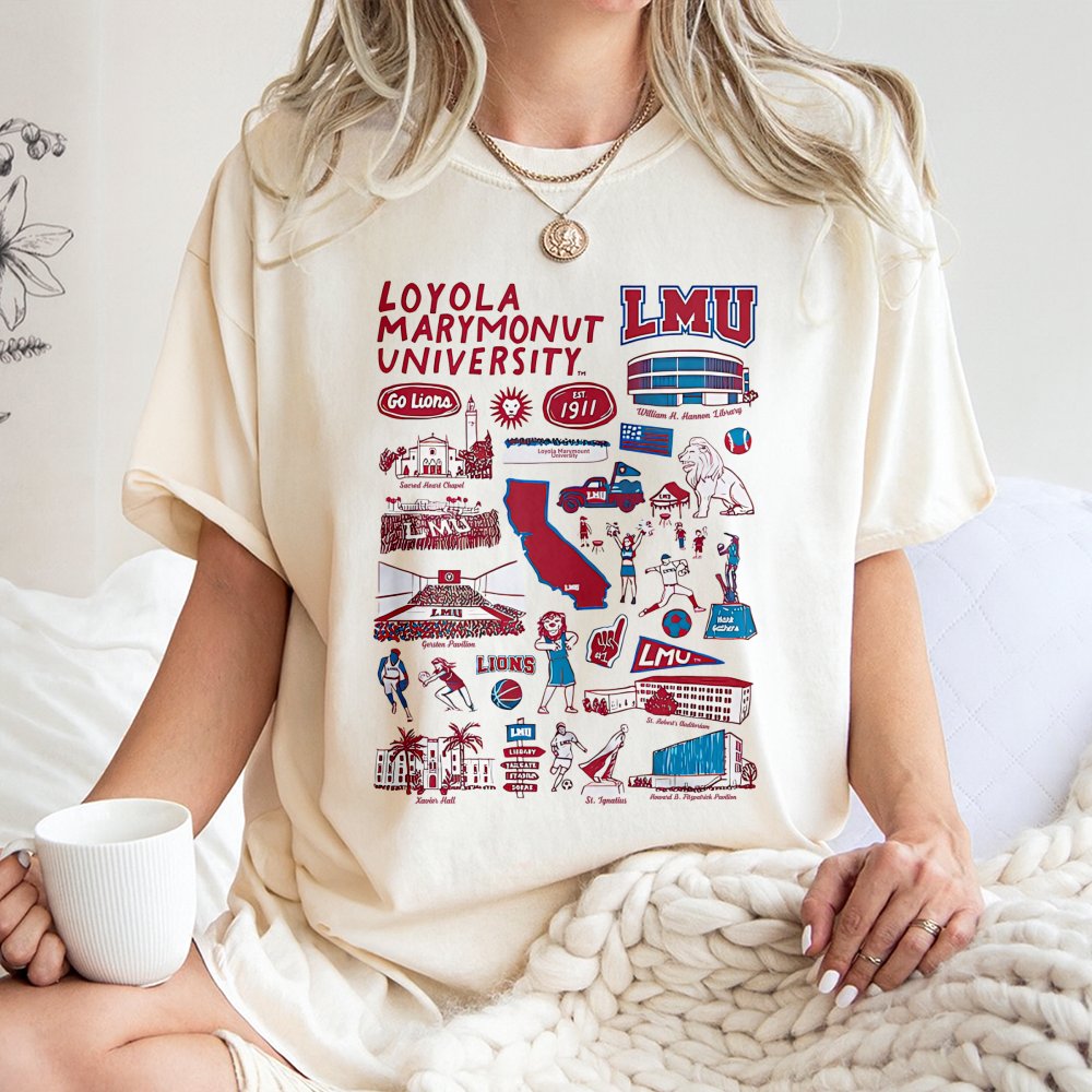Loyola Marymount University T-Shirt | LMU Lions Campus Collage Graphic | Premium Cotton Unisex Tee | Gift for Students, Alumn
