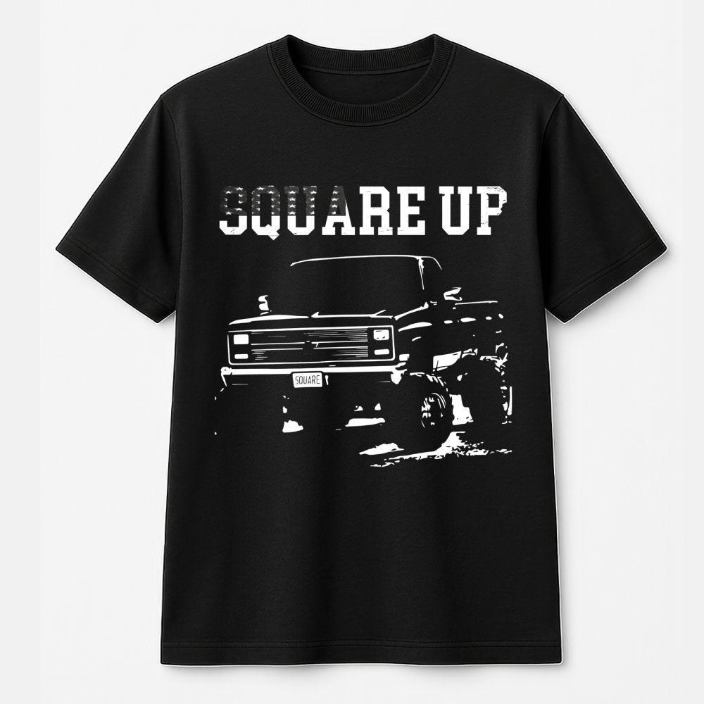Square Body Truck T-Shirt | Classic American Pickup Graphic | 100% Cotton Premium Tee | Gift for Gearhead Truck Enthusiasts