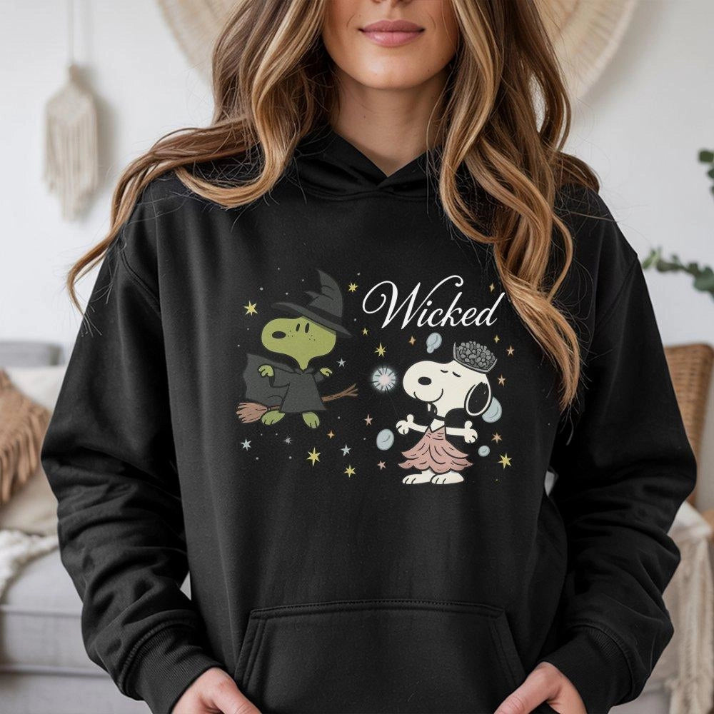 Musical Theatre Graphic Hoodie | Snoopy Witch Costume Design | Premium Cotton Blend Sweatshirt | Gift for Broadway Fans & Dra
