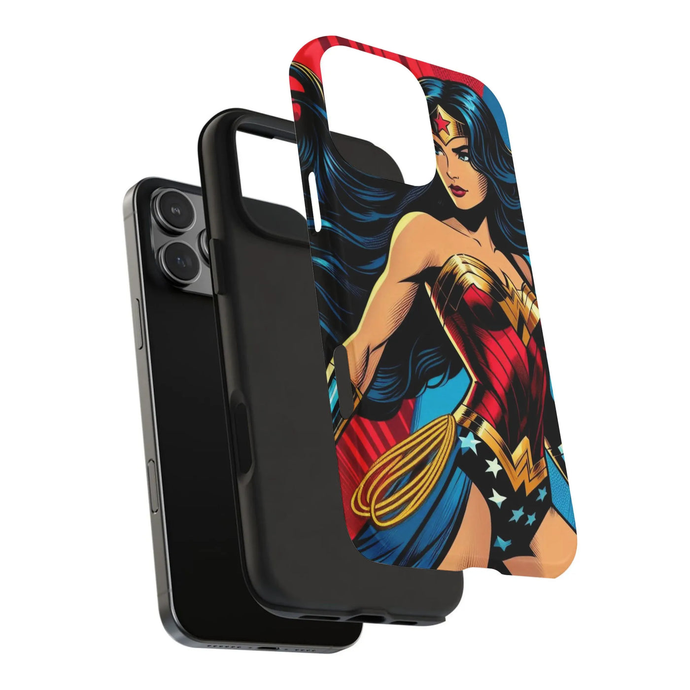 Wonder Woman iPhone Case | Retro Comic Book Superhero Art | Dual Layer Polycarbonate Protection | Durable Gift for Comic Fans