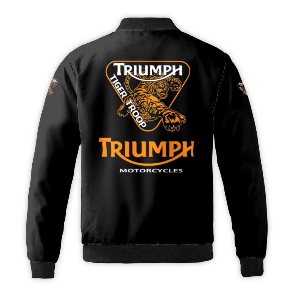 Triumph Motorcycles Bomber Jacket | Tiger Troop Logo Print | Durable Nylon Shell | Premium Biker Gift for Men and Women