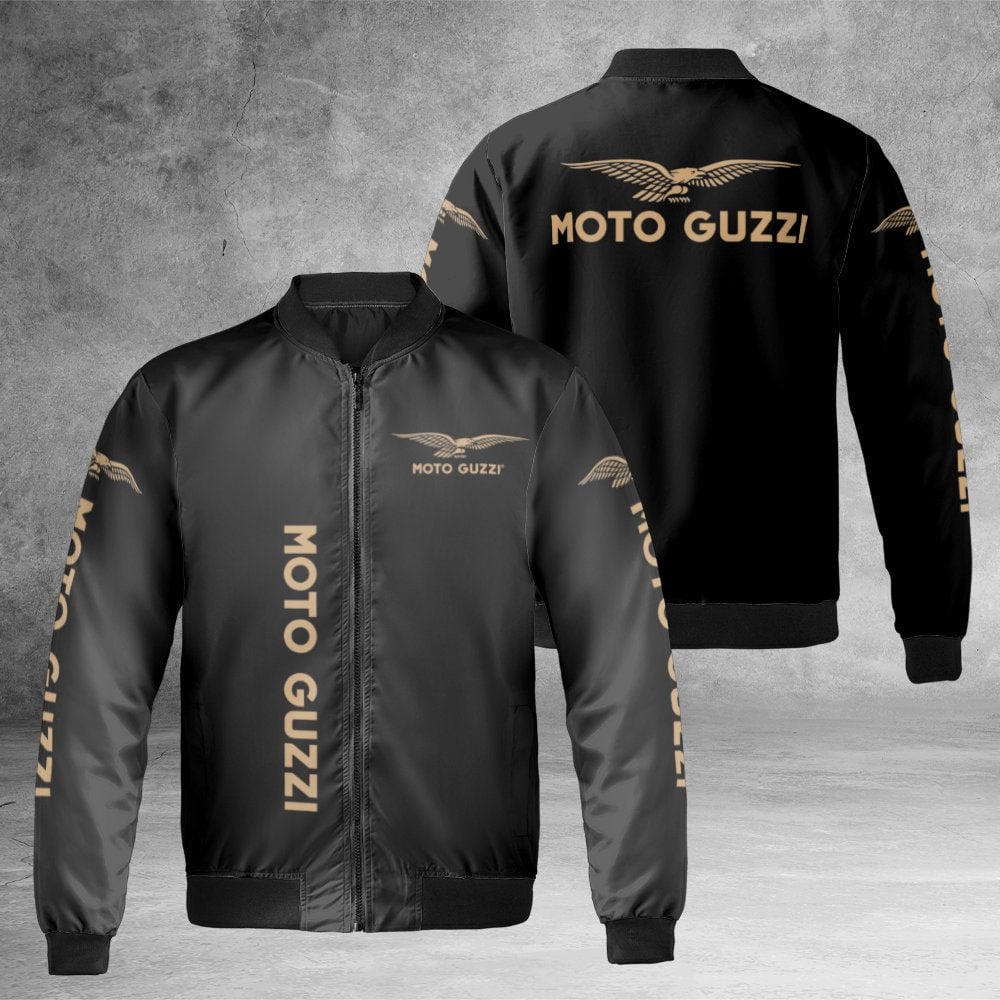 Moto Guzzi Bomber Jacket | Classic Eagle Logo Graphic Print | Durable Nylon Windproof Outerwear | Premium Biker Gift For Moto