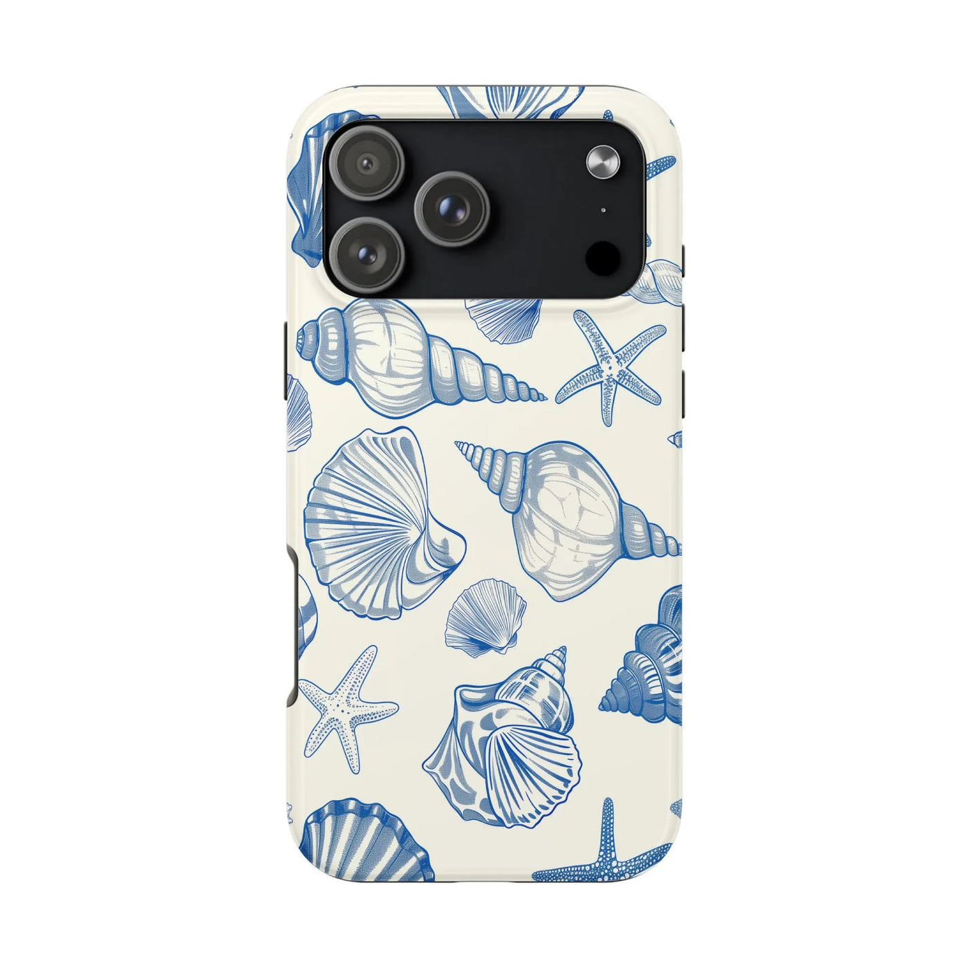 Coastal Seashell iPhone Case | Blue Starfish Nautical Pattern | Dual-Layer Polycarbonate Protection | Summer Beach Lover Gift
