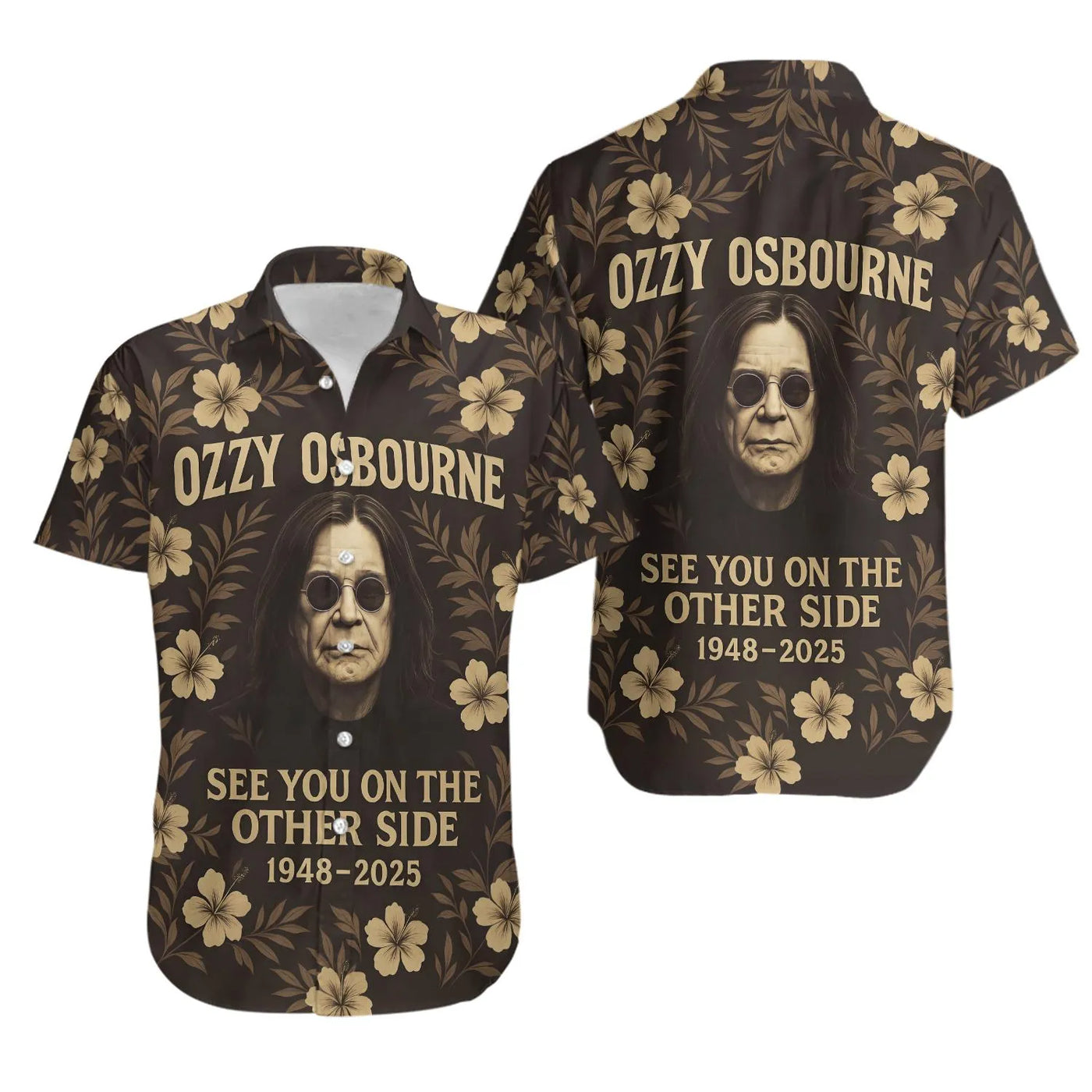 Ozzy Osbourne Memorial Hawaiian Shirt | Vintage Floral Rock Tribute | Lightweight All-Over Print | Music Fan Gift For Men