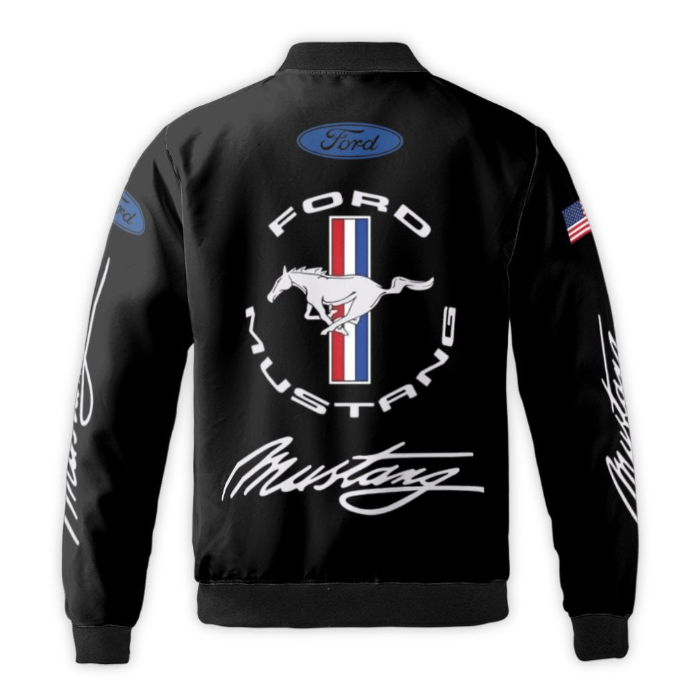 Ford Mustang Bomber Jacket | Classic Logo Graphic Print | Durable Nylon Outerwear | Premium Automotive Gift for Muscle Car En