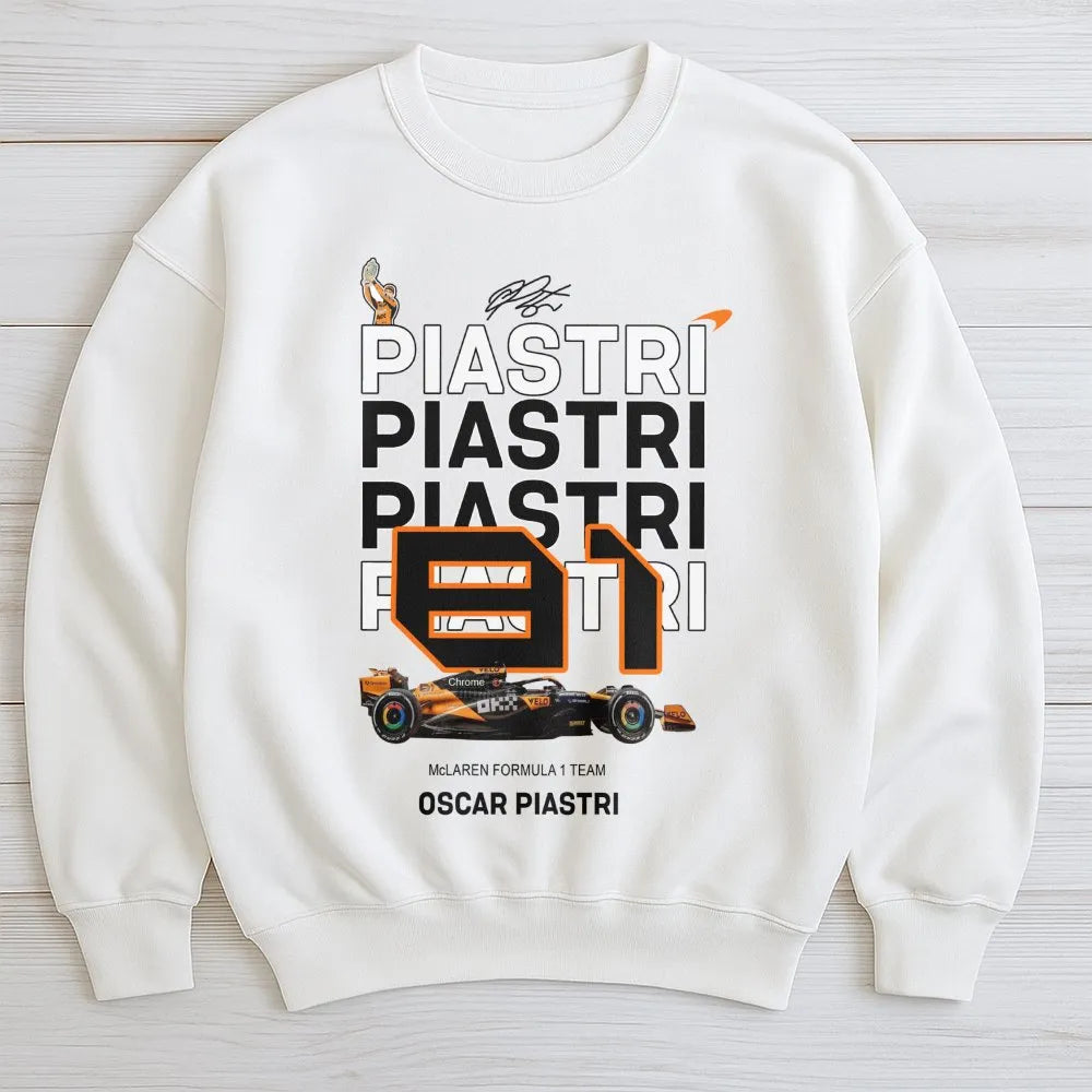 Oscar Piastri F1 Sweatshirt | McLaren Racing 81 Graphic Tee | Premium Cotton Blend | Motorsport Gift for Formula 1 Fan