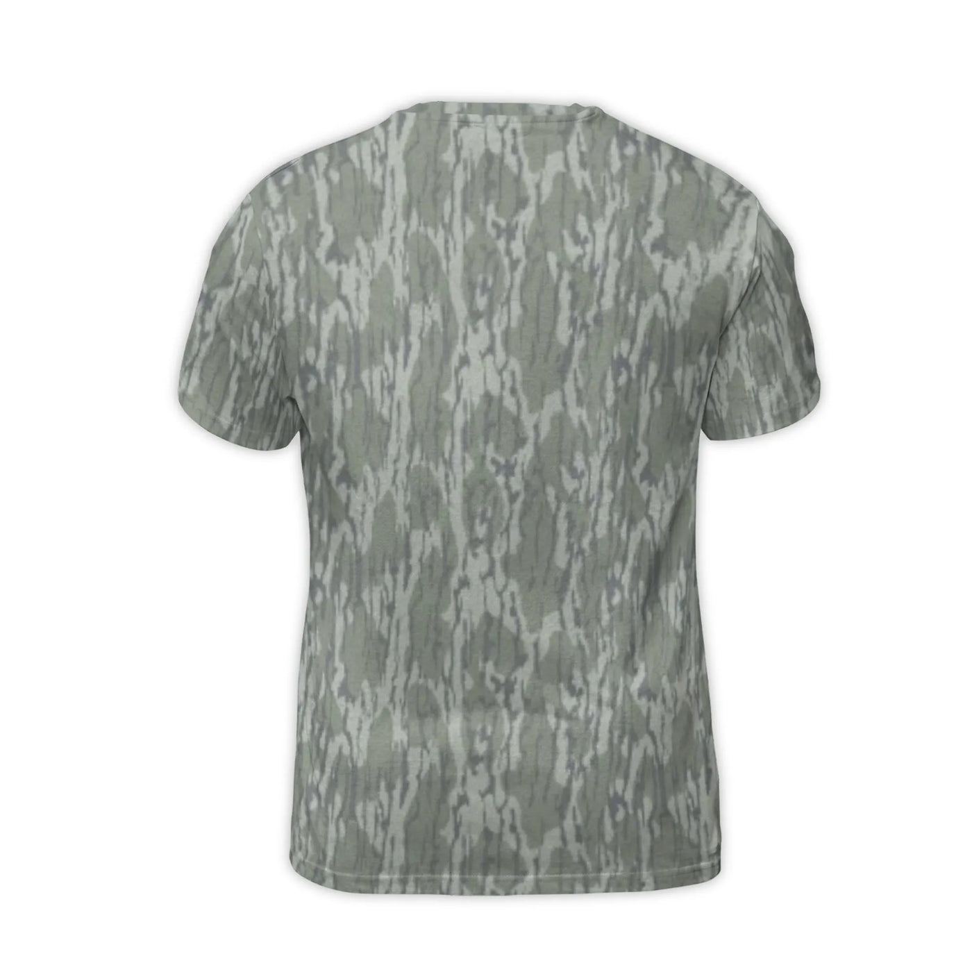 State Script Camo T-Shirt | All-Over Mossy Tree Bark Print | Premium Stretchy Jersey | Gift for Sports Fans and Outdoor Enthu