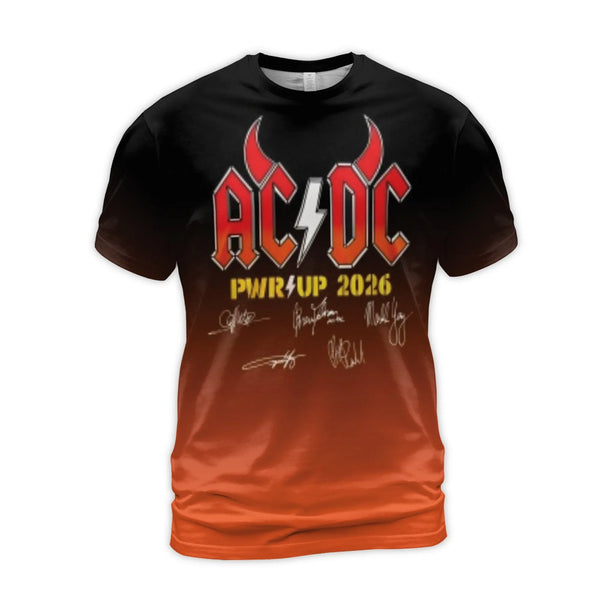 AC/DC Power Up 2026 Tour T-Shirt | Band Logo With Tour Dates & Signatures | Premium Poly-Spandex Blend | Rock Music Fan Gift 