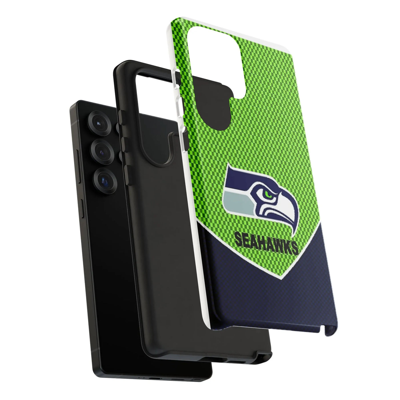 Seattle Seahawks Phone Case | Carbon Fiber Pattern Protective Cover | Premium Dual-Layer Samsung Case | Football Fan Gift for